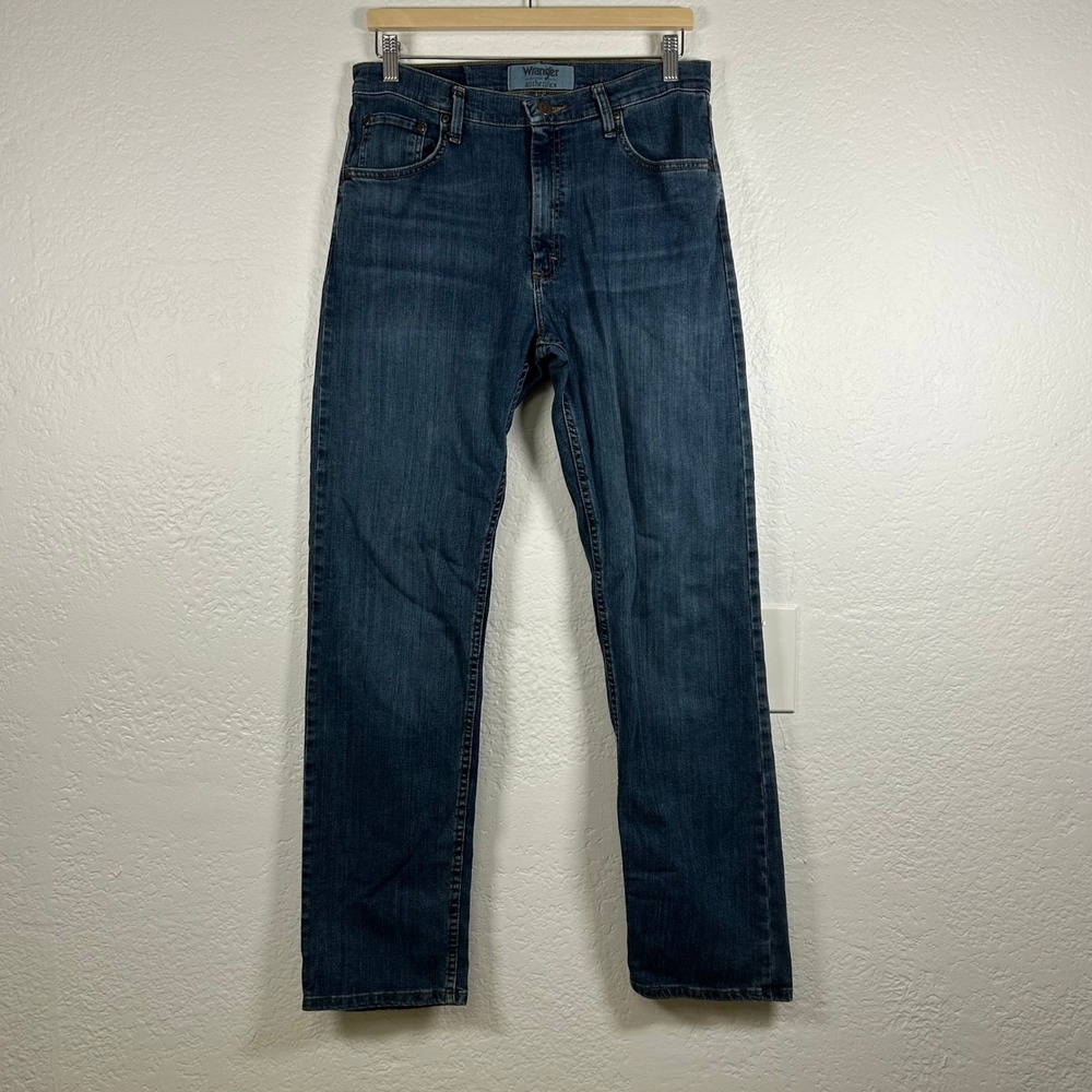 Wrangler Authentics Jeans Blue Dark Wash Straight Leg Stretch Size 32x32